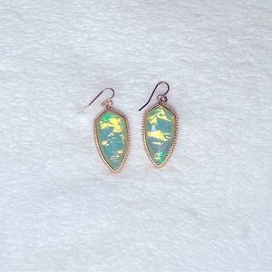 No. 3 womens earrings - turquoise and gold